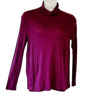 Pact Featherweight Slub Relaxed Turtleneck Berry Color Organic Cotton Women's XL